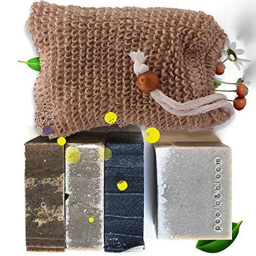 4-pack 120g - Dead Sea + Peat + Clay + Charcoal + sisal bag