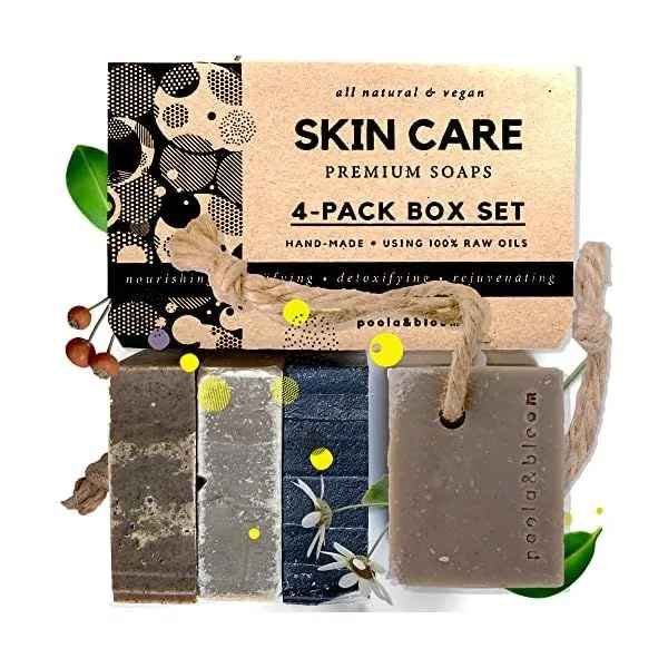 4-pack 120g - Charcoal + Clay + Dead Sea + Peat + sisal bag